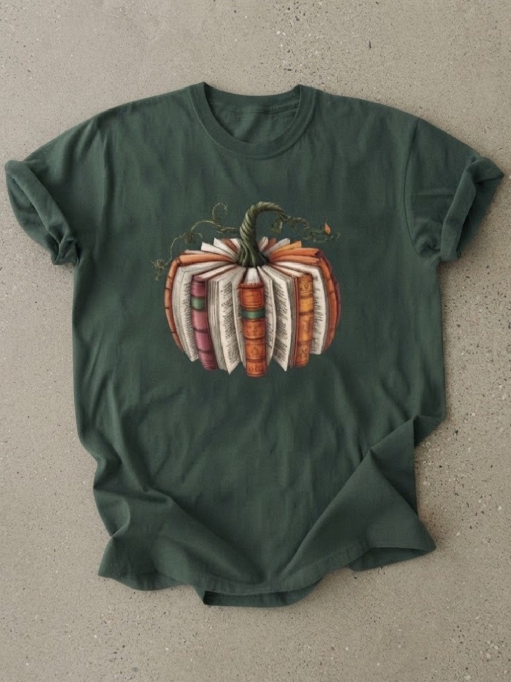 Fall Book Pumpkin T-shirt Halloween Spook Season Cotton Gildan T-Shirt